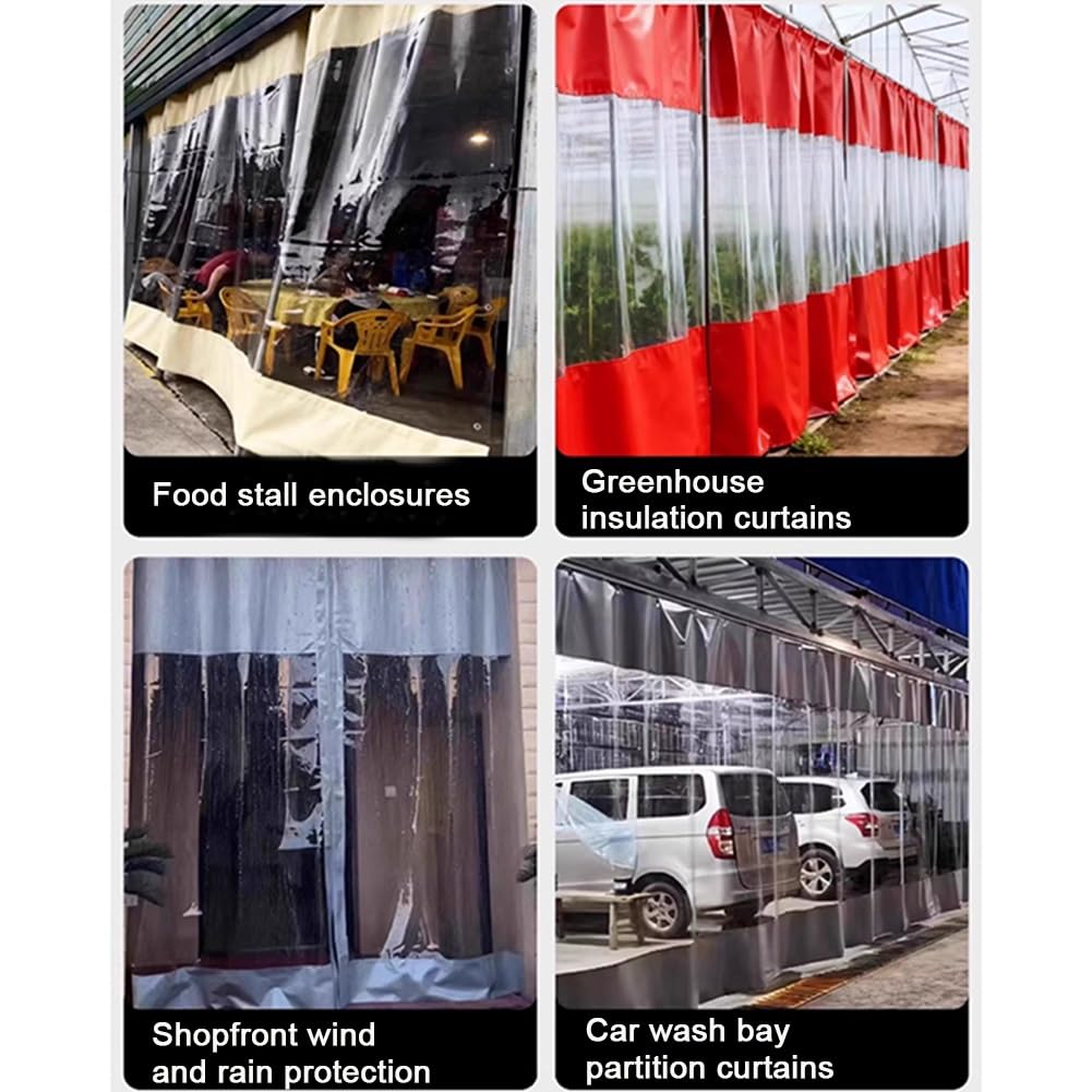 Lona transparente de PVC para limpieza industrial, 4,5 x 5 m, resistente a la intemperie, protección contra la lluvia, soluciones de partición versátiles, material resistente al agua