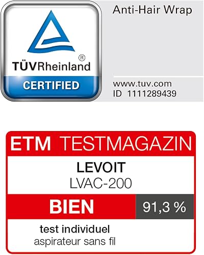 Levoit Aspirateur Balai sans Fil Anti-Enchevêtrement, 2.8kg Léger, 5 Couches Filtre à 99,9%, jusqu'à 50 Mins, Lumière LED, Accessoires 4 en 1 pour Poils d'animaux, Sols Durs, Voitures, Vacuum Cleaner - 8