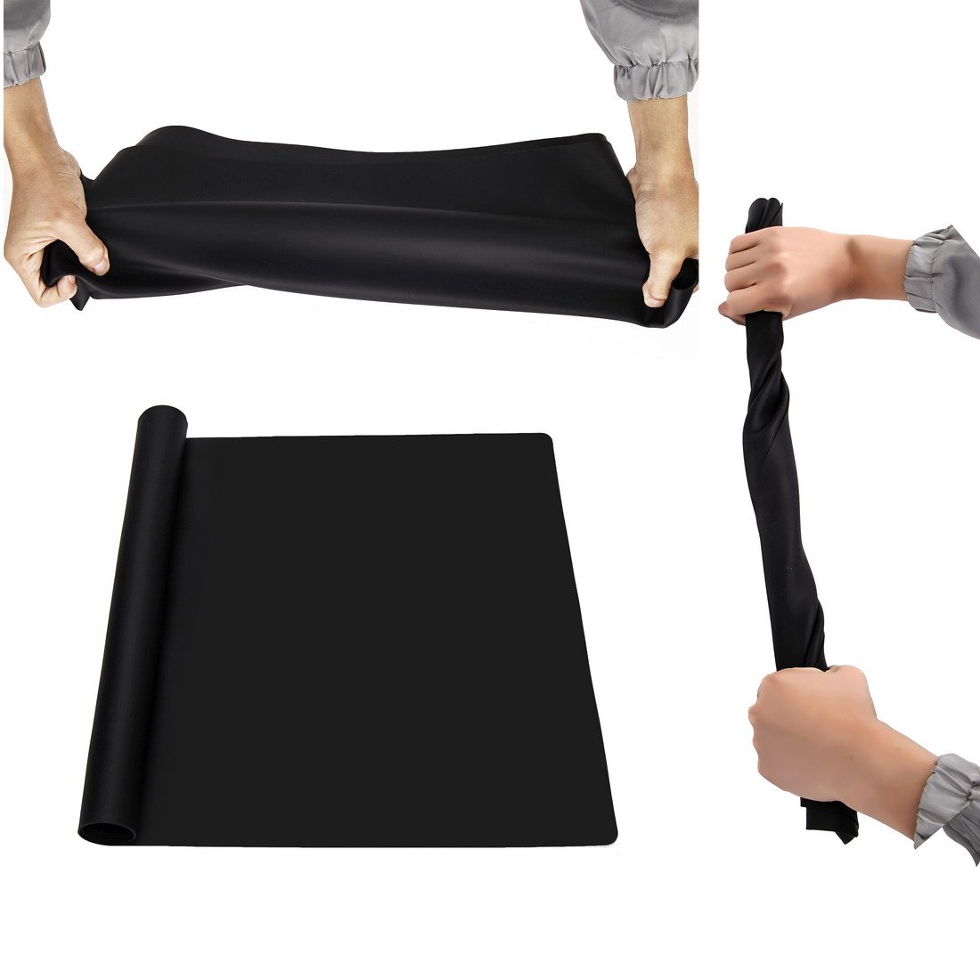 60 x 50 cm große Silikon-Platzdeckchen für Bastelarbeiten, flexibel, vielseitig einsetzbar, extragroß, rutschfest, wasserdicht, Backmatte, schwarz, 1 Stück