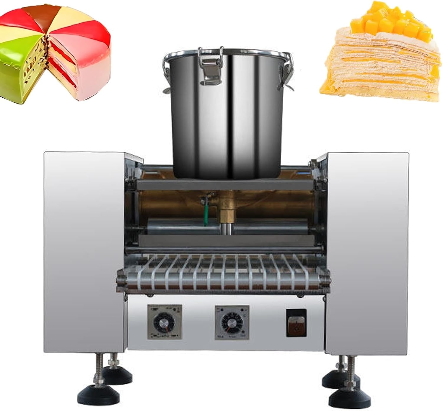 Mille Crepe Cake Making Machine, Commercial Automatic Crepe Cake Making Machine, Adjustable Thickness 0.4-1.2mm, Suitable for Thousand Layer Cakes Pancakes and Egg Roll Wrappers(6in)
