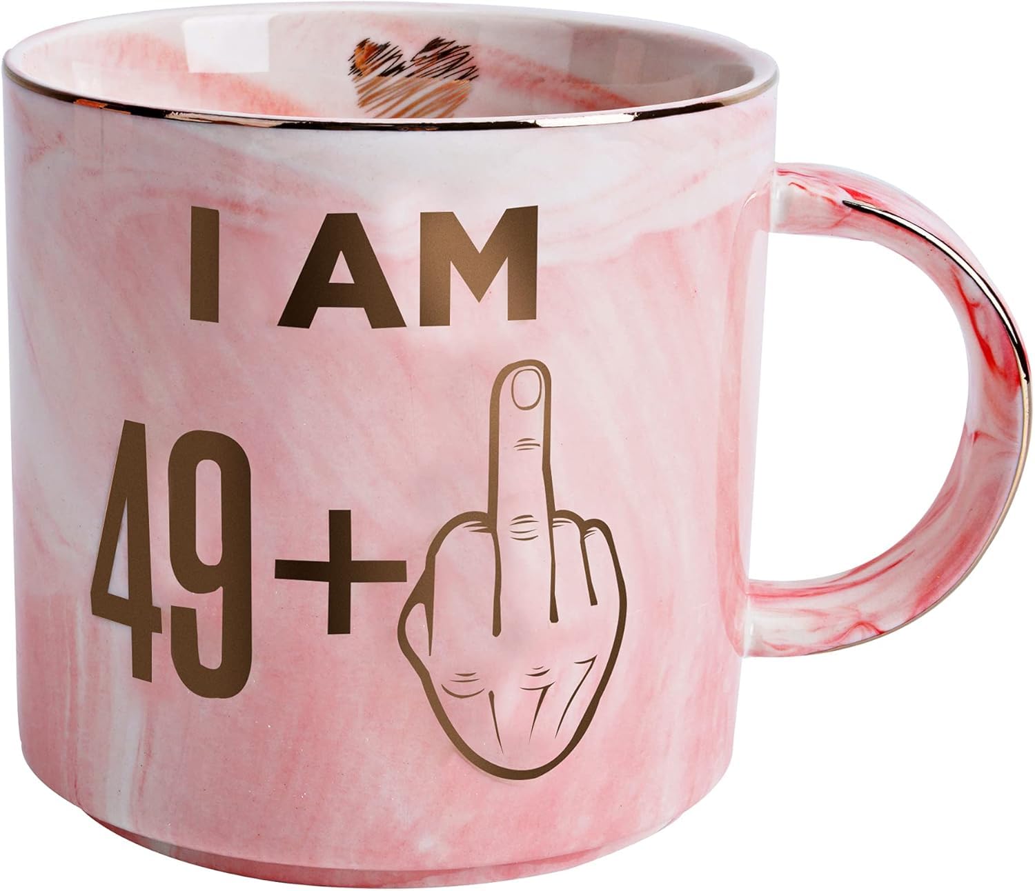 ALINK 50th Birthday Gifts Ideas for Women - Funny Turning 50 Year Old Gift for Wife, Mom, Daughter, Sister, Aunt, Best Friends, BFF, Coworkers - Fabulous Pink Marble Mug, Ceramic 11oz Coffee Cup