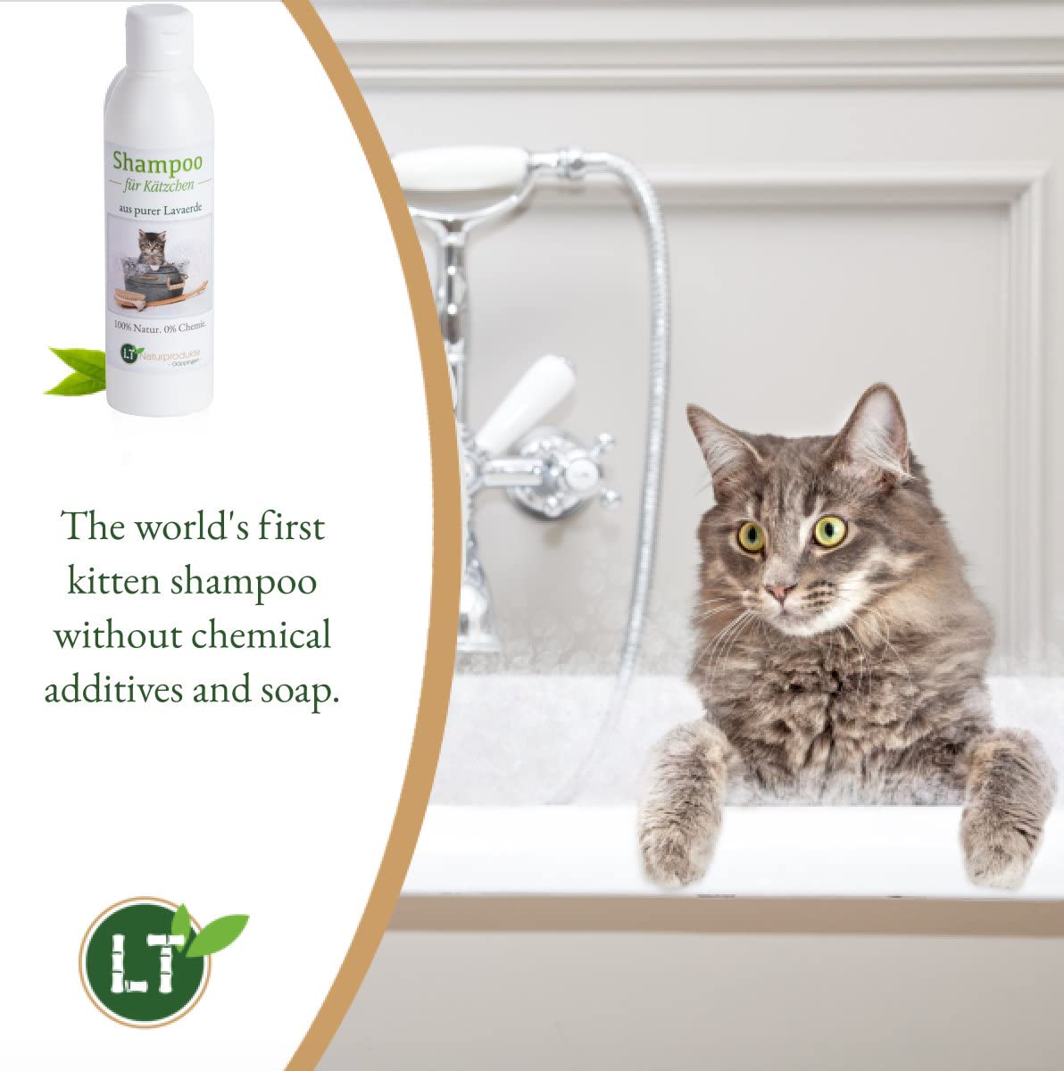 Shampooing pour chaton | bio | soin doux pour les petits chatons sans produits chimiques & savon | anti-démangeaisons | hypoallergénique | avec de la lave blanche originale | 250 ml