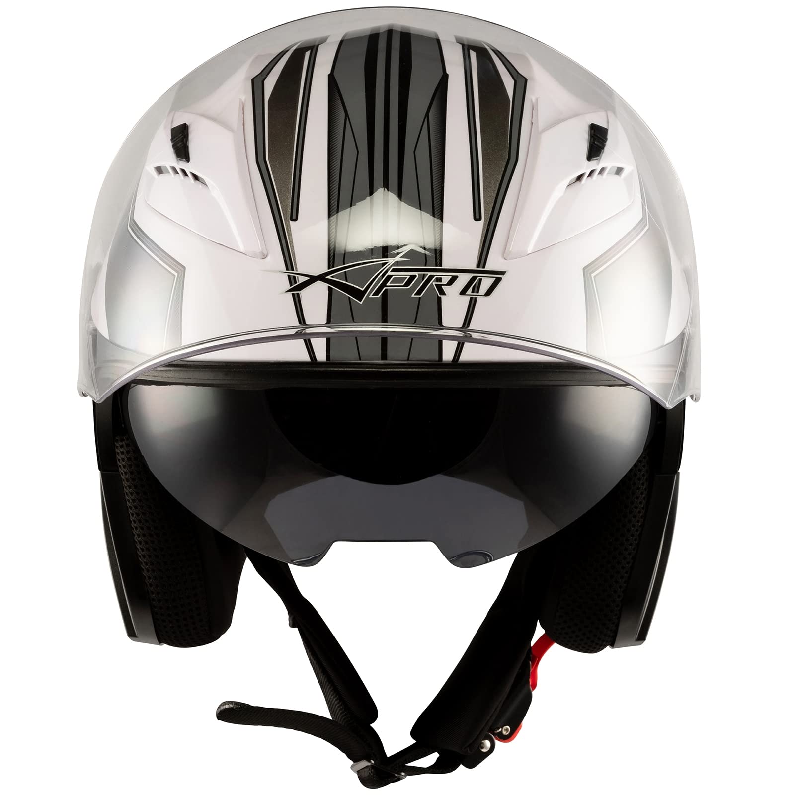 Moto Casco Jet Scooter Doppia Visiera ECE 22-06 Certificato Bianco Argento L