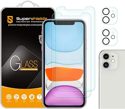 Supershieldz Paquete de 2 protectores de pantalla antirreflejos (mate) diseñado para Apple iPhone 11 (6.1 pulgadas) + lente de cámara [vidrio