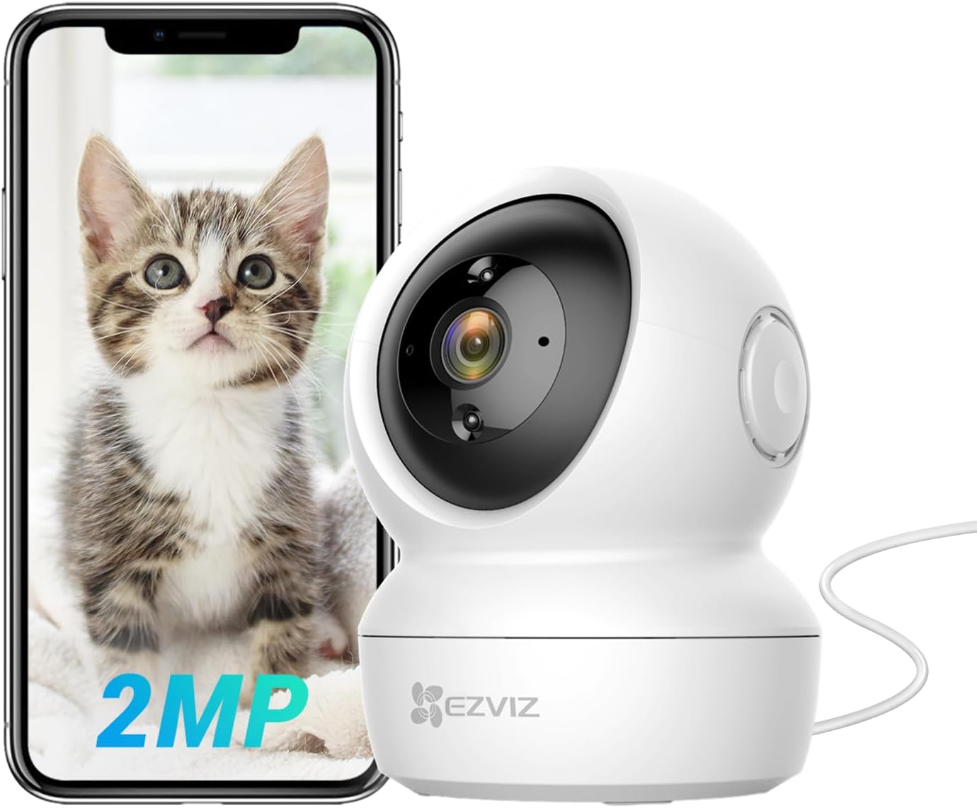 EZVIZ Panoramic/Tilt 1080P Indoor Dome Security Camera, Intelligent Infrared Night Vision, Motion Detection, Auto Tracking, Baby/Pet Monitor, Bidi Audio