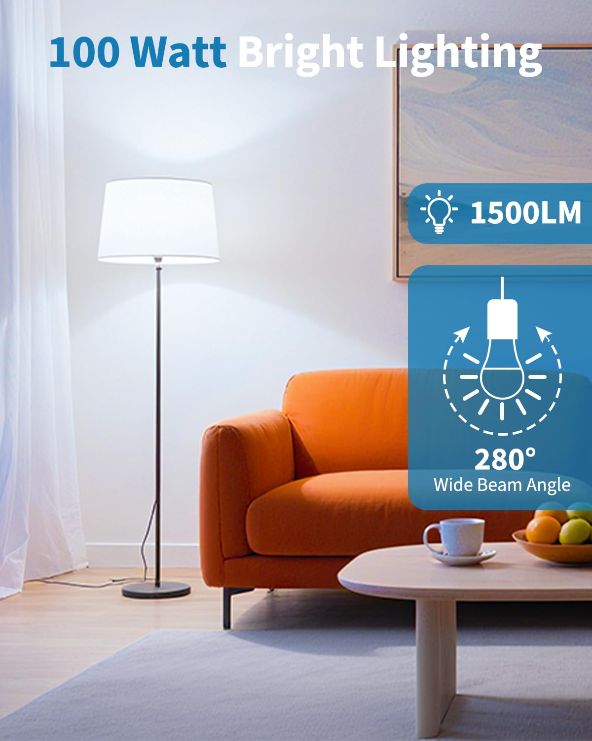 TJOY 12 Pack LED Light Bulbs 100 Watt Equivalent A19 5000K Daylight LED Bulb 15W Bright White Energy — view 3