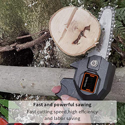 Annzoe Mini Chainsaw 4-Inch Cordless Electric Protable Chainsaw with Brushless Motor, One-Hand 0.7kg Lightweight, Pruning Shears Chainsaw for Tree Branch Wood Cutting (4inch, Black)