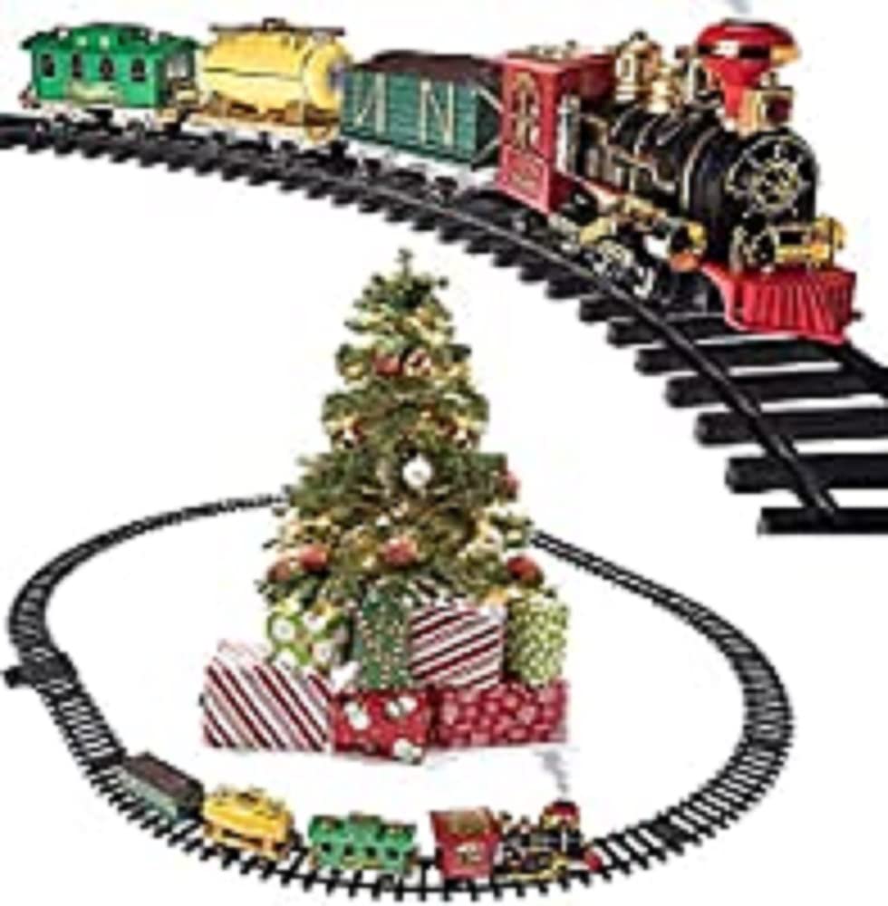 PrextexChristmas Train Set with Real Smoke, Music and Lights - Perfect Christmas Tree Decorations and Stocking Fillers