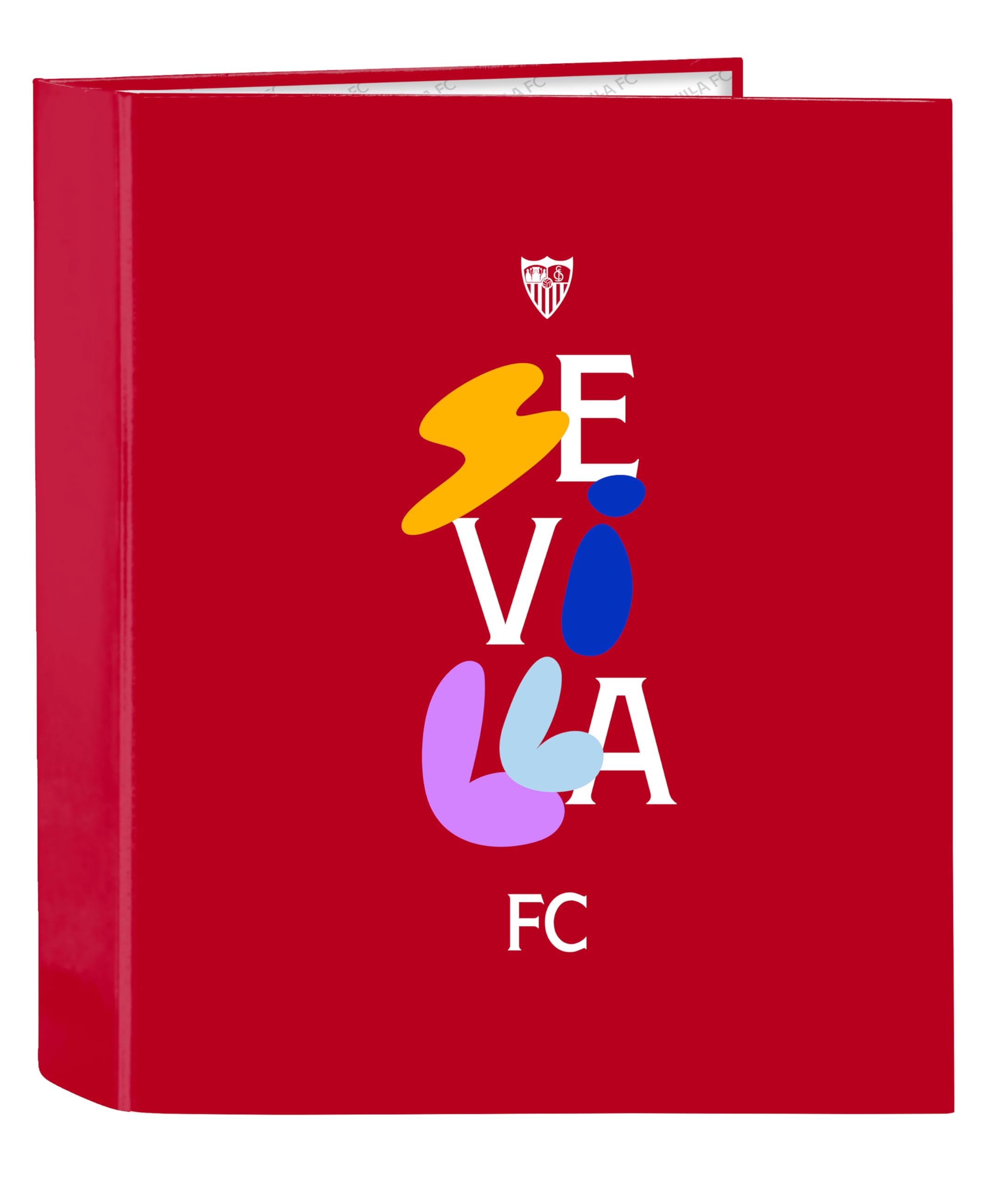 Sevilla FC – Folio Folder 4 Rings, Ideal for Children of Different Ages, Comfortable and Versatile, Quality and Resistance, 27 x 6 x 33 cm, Red, red, Estándar, Casual
