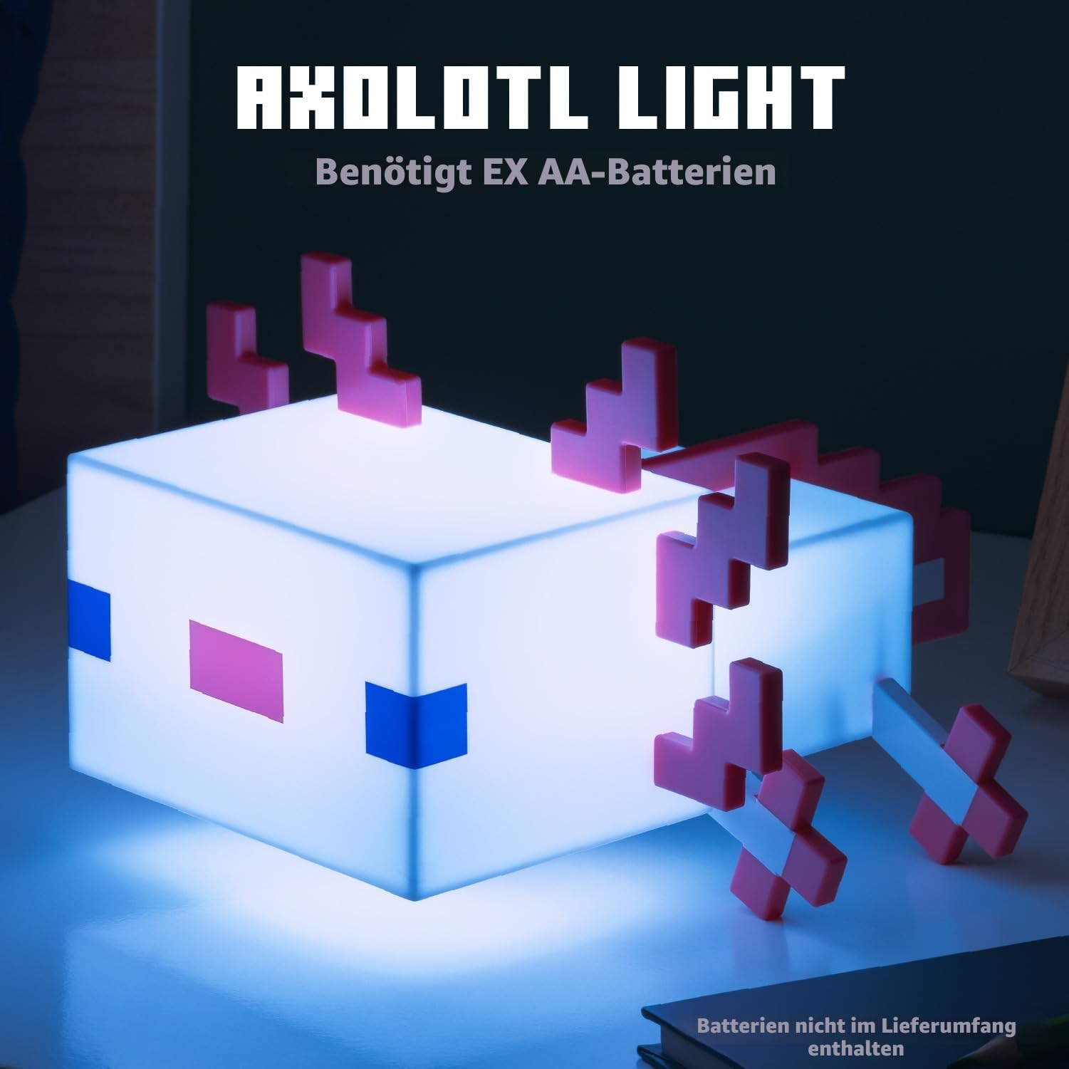 Minecraft Axolotl Lampe - Offiziell lizenziert, Fünf Farbmodi, Minecraft-Lampe für Gaming-Schreibtisch oder Nachttisch, Schlafzimmerdeko