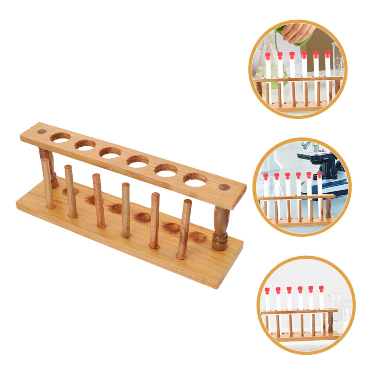 Anneome 3piezas Gradilla De Madera Para Tubos De Soporte De Huecos Organizador De Para Experimentos Científicos y Almacenamiento De Tubos