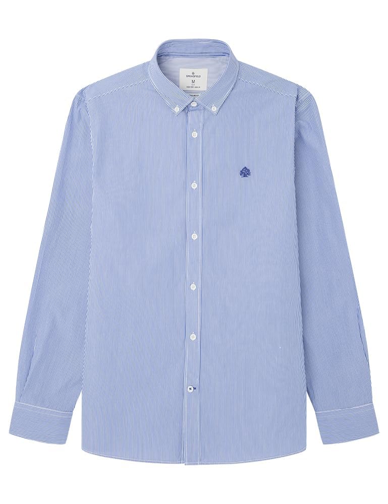 Springfield Herren Mao-Hemd Seersucker - Modern & Pflegeleicht | Mit Logo-Stickerei