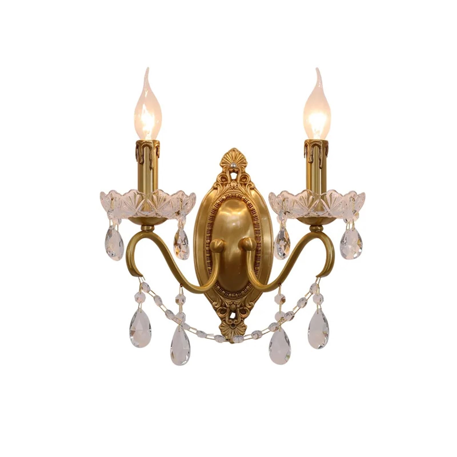 ASerZenith Modern Minimalist French Crystal Indoor Bedroom Bedside Retro European Mirror Front Corridor Aisle Copper Wall Lamp,Chandelier Lighting,2