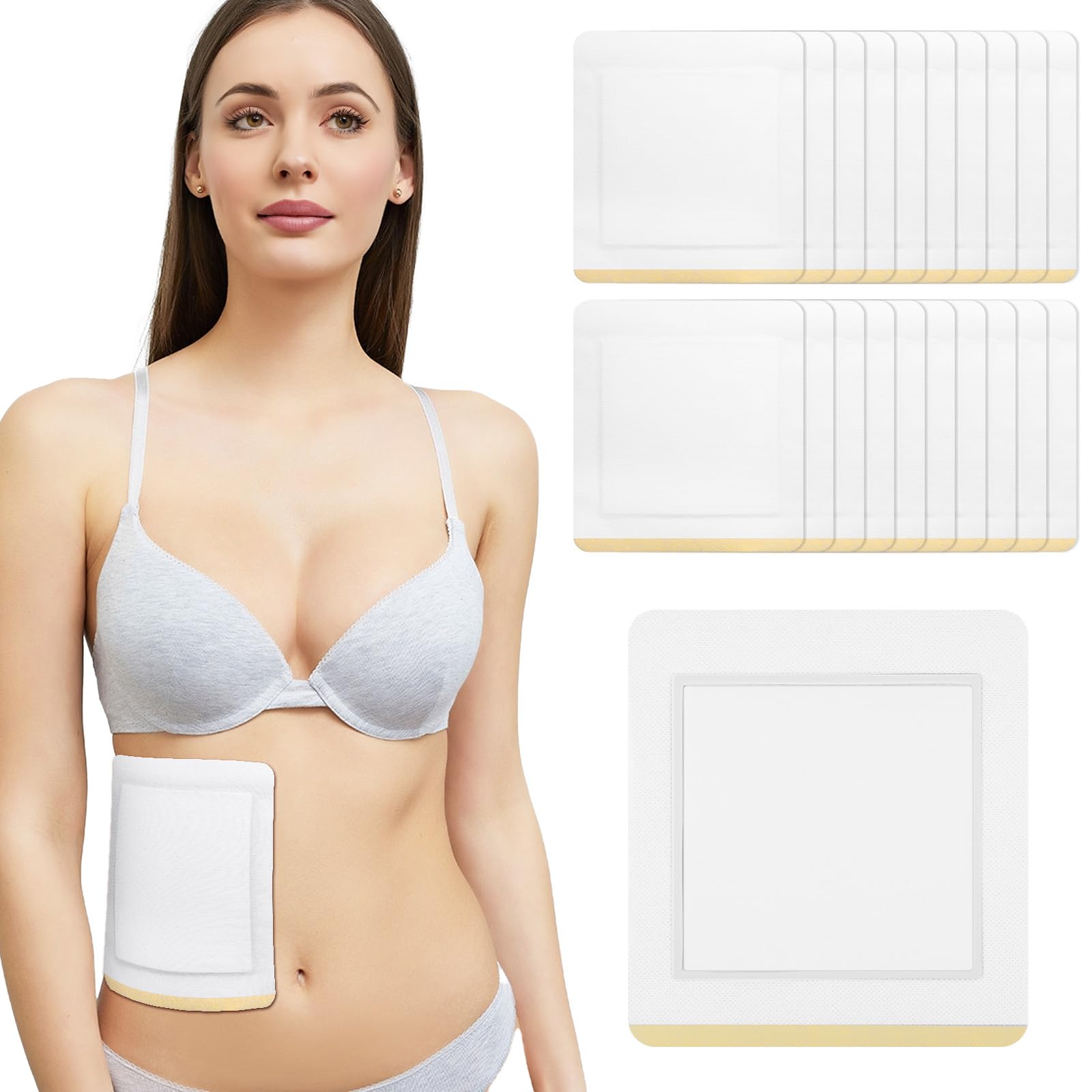 20Pcs Castor Oil Pack Wrap, Castor Oil Packs for Liver Detox, Highly Absorbent 8.7"*7.9" Self-Adhesive Castor Oil Wrap Organic Cotton for Better Absorb Castor Oil and Anti Oil Leak (Oil Not Included)