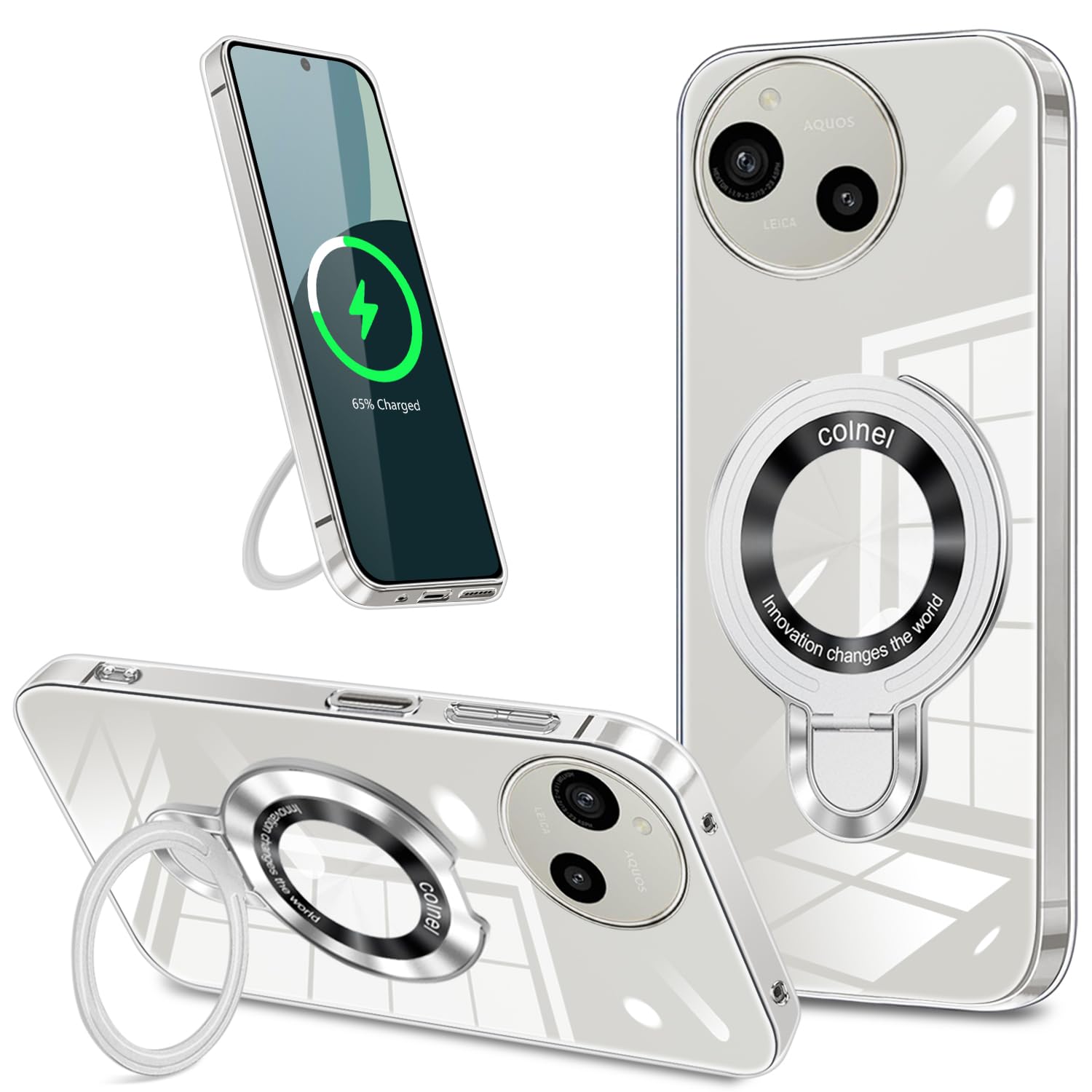 AQUOS R9 SH-51E /R10ケース クリア tpu MagSafe対応 リング付き アクオスR9/R10 カバー 多機能スタンド リング マグネット搭載 縦横両対応 隠し収納式 米軍MIL規格 耐衝撃 傷防止 軽量 柔軟 薄型 携帯便利 全面保護 指紋なし 黄変なしつや消し 手触り良い 傷に強い マグネティック ストラップホール付き 車載機能対応