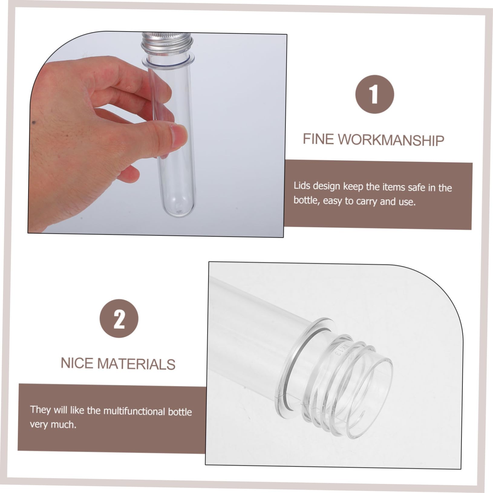 PRETYZOOM 50 Stück Reagenzglas-Bonbonschachtel ätherische öle deckel Leere Wunschflaschen plastikflasche Kunststoff Tube Set durchsichtige Kunststoffrohre Reagenzgläser für den Haushalt p.s