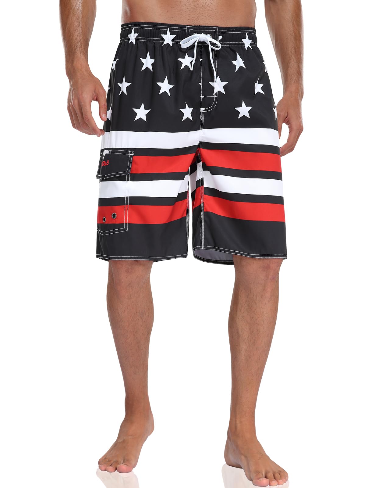 nonwe Men's Swimwear Quick Dry Striped Board Shorts-picture-13