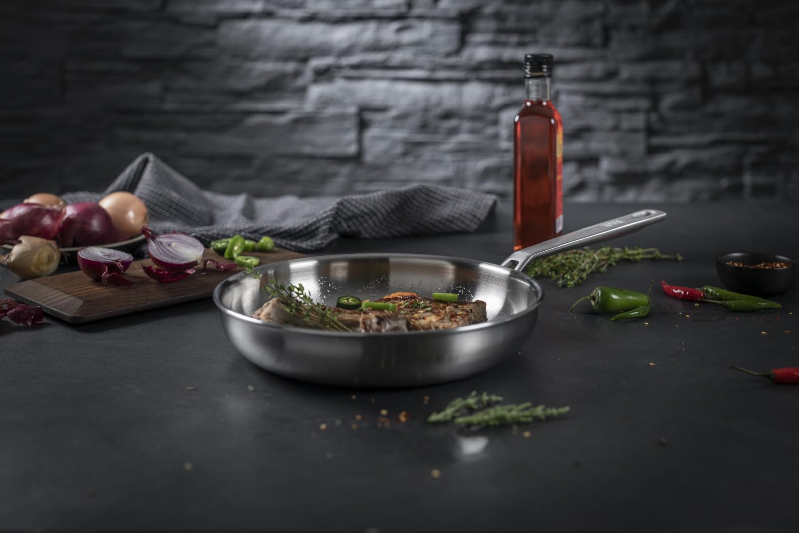 Kuhn Rikon Culinary Fiveply Oven Proof Uncoated Stainless Steel & Aluminium Frying Pan with Welded Stay-Cool Handle, 20cm. Induction Safe Pan. Dishwasher Safe Cookware Guarantee - Image 2