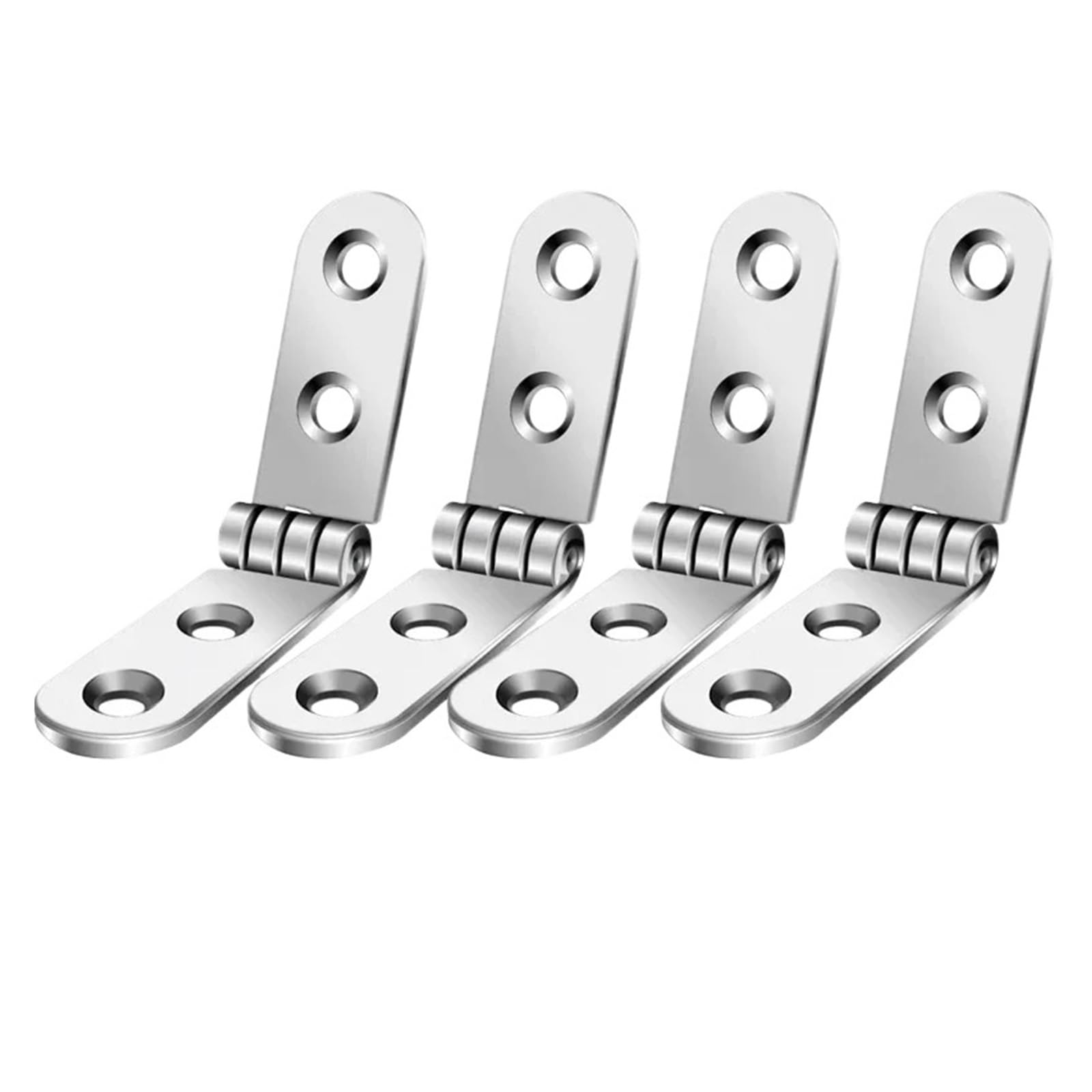 180 Degree Foldable Rounded Corner Hinge Flap Screw-On Hinges for Cabinet Bedframe Furniture Hardware for Folding Furniture(4PCS)