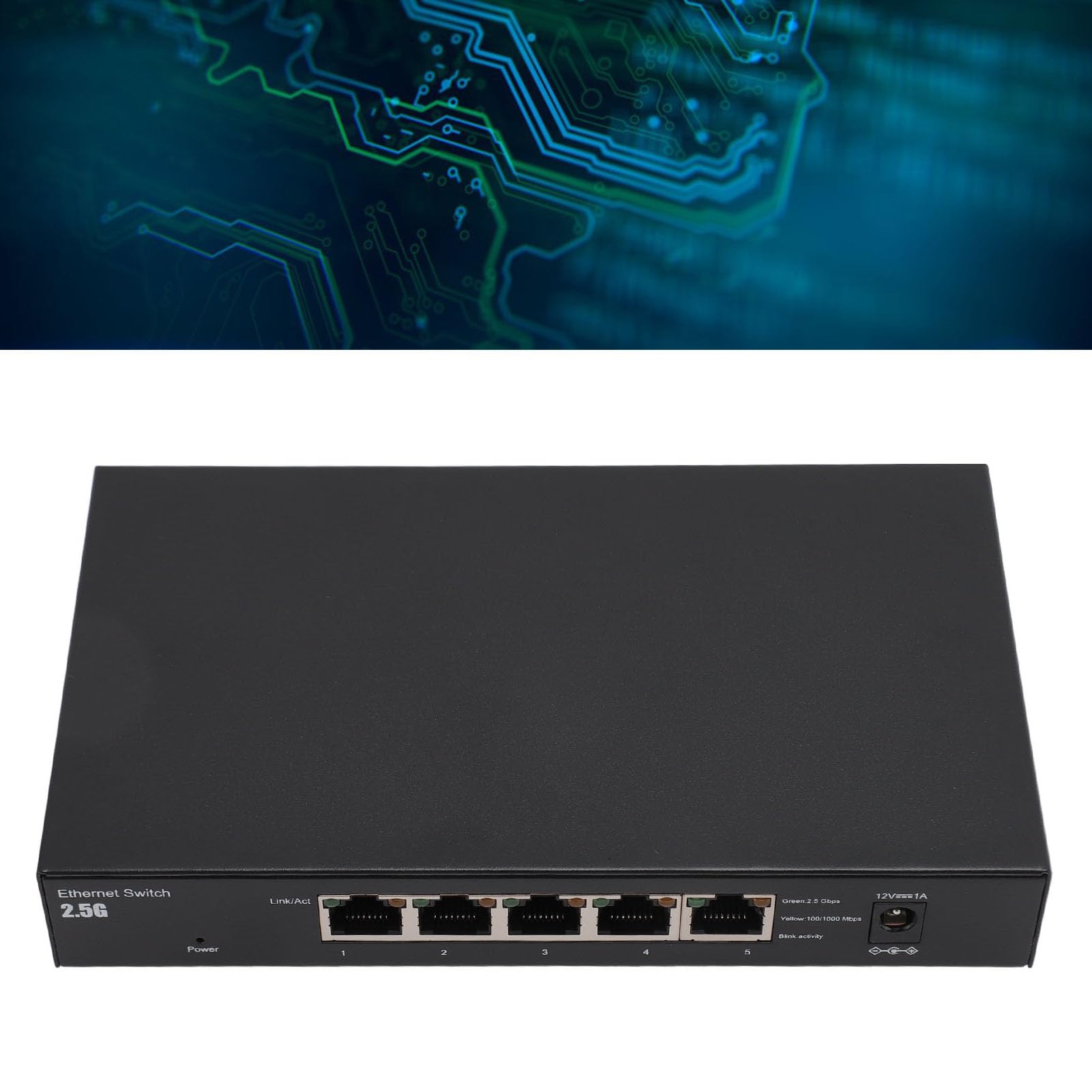 Switch di rete Gigabit Ethernet a 5 porte, migliora l'efficienza di inoltro 100-240 V in lega di alluminio 5 porte 2.5G Switch porta di rete per ufficio (BROLEOonseiyg0gm-12)