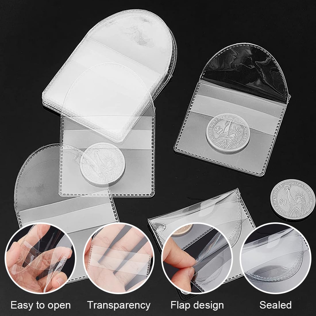 50 Pezzi Buste per Monete Porta Monete PVC Trasparente 5,5 x 5,2 cm