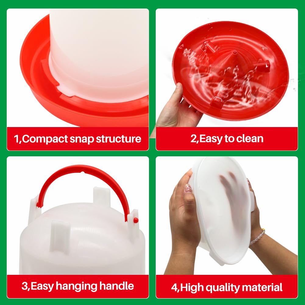 Abbeveratoio e mangiatoia per pollame, in plastica, da appendere, automatico, per galline, pulcini, anatre, quaglie (abbeveratoio da 3 litri e alimentatore da 3 kg)