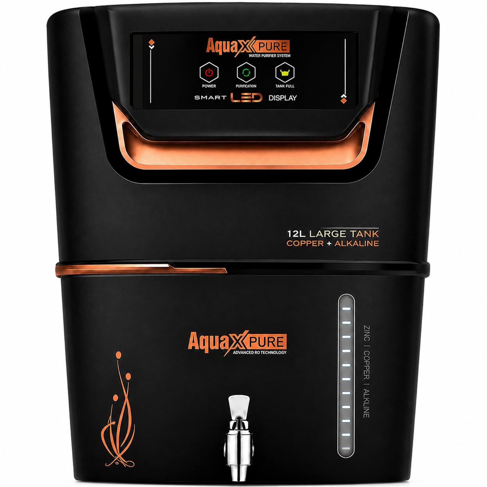 Aqua X Pure New Smart AI Domestic Water Purifier | 1 Year Warranty | 4in1 Copper Mineral Booster(RO+ UV+UF+ORC CU+ZN) |HIGH TDS MEMBRANE+ TDS CONTROL | 12 L | 20 LPH | 1 Year Warranty.-image-21