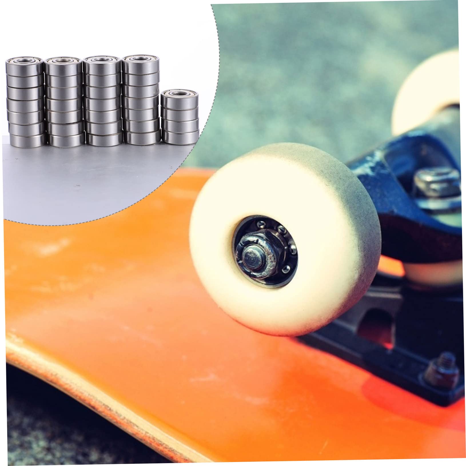 Happyyami Cuscinetto Ruota Ruote per Pattini A Rotelle Pneumatico Solido Scooter Skate Roller Accessori per Cuscinetti Accessori per Pattini Acciaio Inossidabile Silver