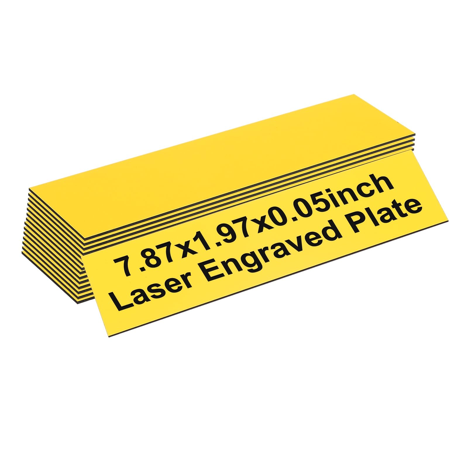 PATIKIL Blank Name Plates, 7.87x1.97" Engraved Name Plates Name Plate Personalized Custom Door Signs Desk Tags for Office Classroom, Yellow with Black Letter, 15 Pcs