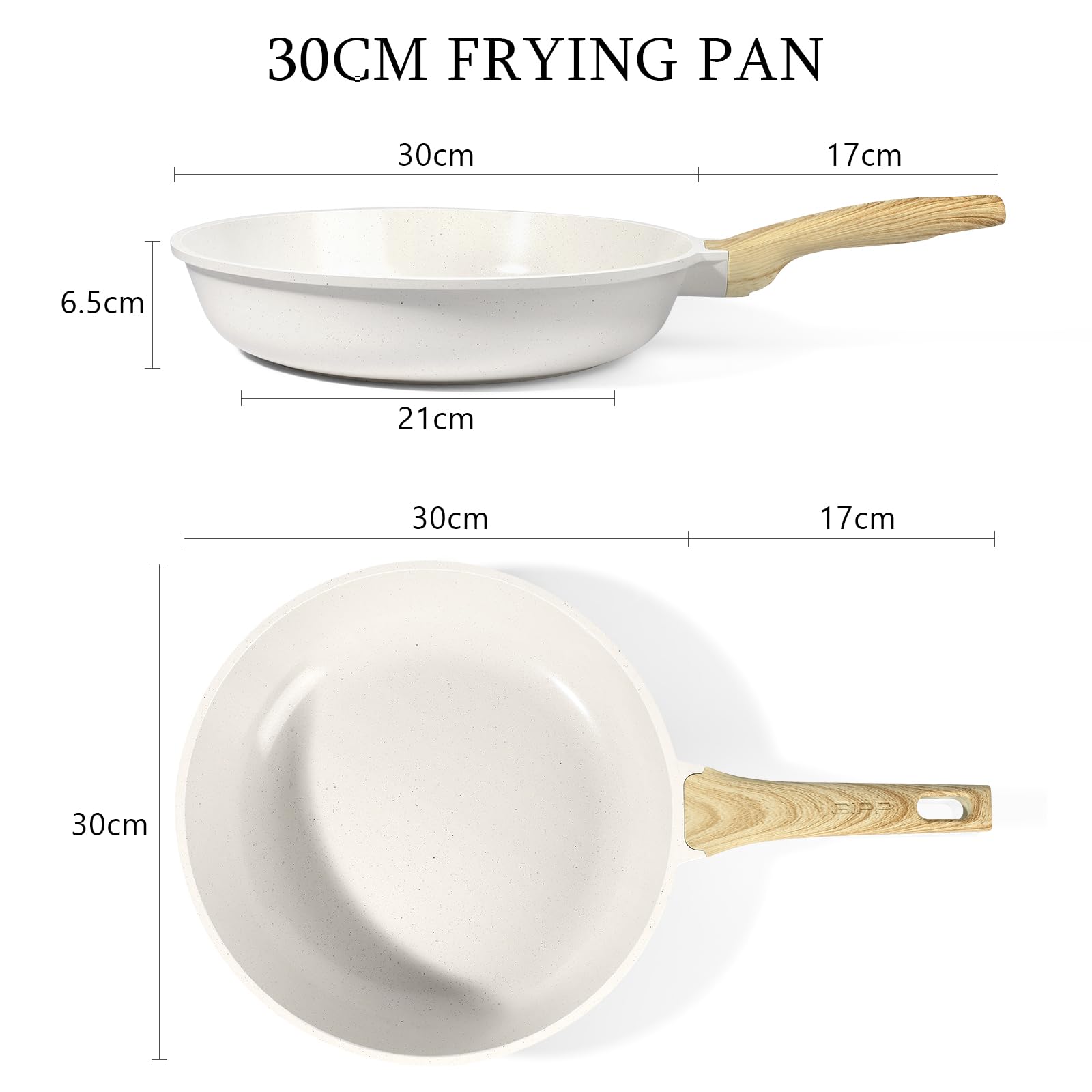 GiPP Nonstick Skillet Frying Pan,White Granite Non Stick Pans,Omelette Pan with Heat-Resistant Handle,Compatible with All Stovetops,PFOA Free (White - Image 2
