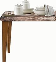 Vista 3 de Mantel ajustable de madera rústica con flores de primavera para mesas rectangulares de 5 pies, funda de mesa de poliéster con bordes elásticos