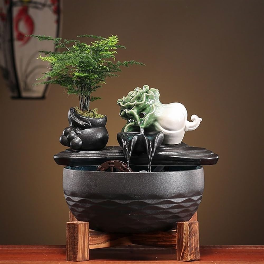 Tabletop Fountain Living Room Coffee Table Desktop Decorative Fountain Water Features Desktop Running Water Ornaments Ceramic Fish Tank Indoor Waterfall