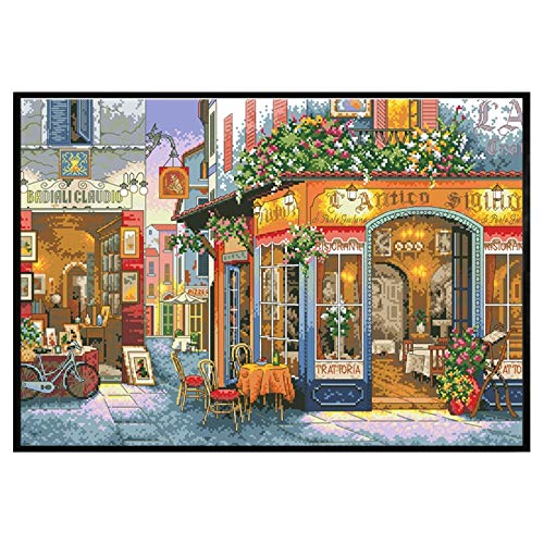 YGLONG Kit De Punto De Cruz Felicidad patrón de Esquina Kits de Punto de Cruz Tejido de Tela Impresa Bordado de Bordado Conjunto 11CT 14CT DIY Crafts Decoración del hogar
