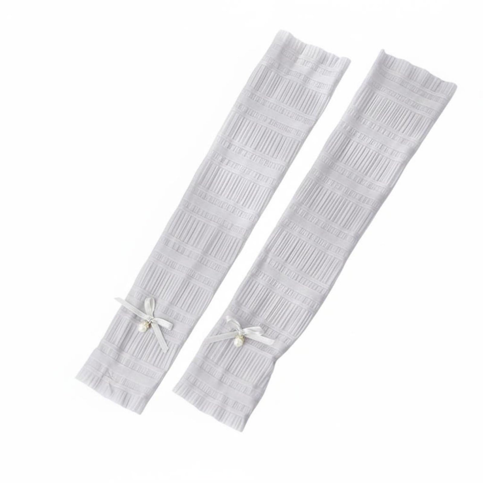 Breathable Bowknot Pearl Arm Sleeves High Elasticity Protection Arm Sleeves Lightweight Driving Sun Gloves Skin-Friendly For Women, Drivers, Athletes, Outdoor Activities, Travel, Sports, Gray, Pearl|G-image-48