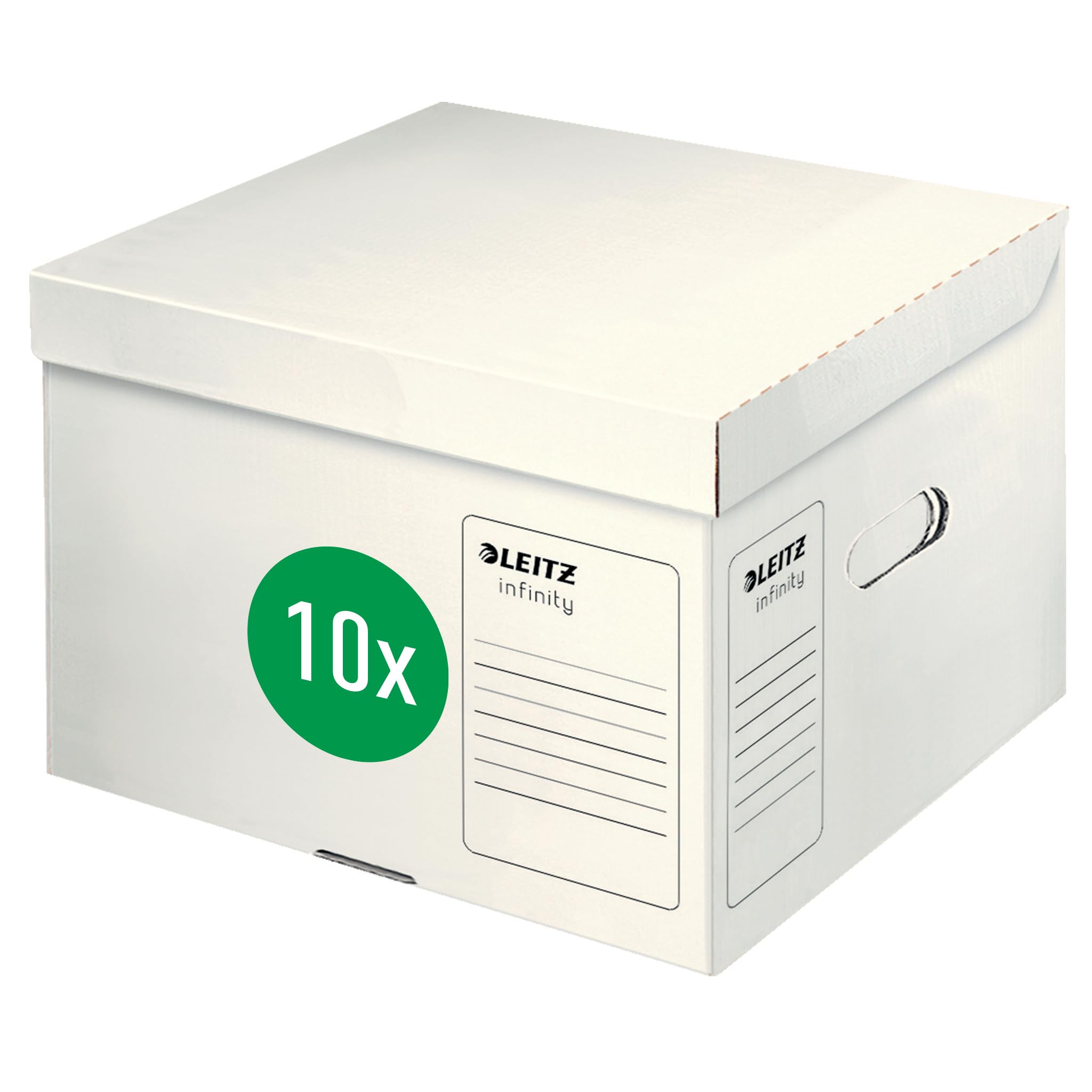 Leitz Infinity 61030000 - Contenitore per archivio con coperchio ribaltabile, misura M, 20 pezzi, 100% riciclabile, certificato FSC, colore: Bianco