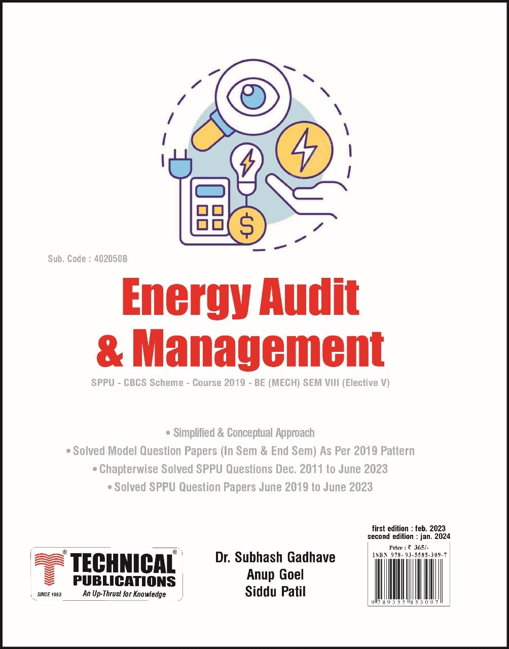 Energy Audit and Management for SPPU 19 Course (BE - SEM VIII - MECH - 402050B) - Elective-V