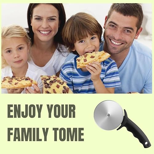 Miniatura 3 de Rueda cortadora de pizza de 3 pulgadas, cortador de pizza de acero inoxidable con tapa, cortador de pizza súper afilado, apto para lavavajillas,