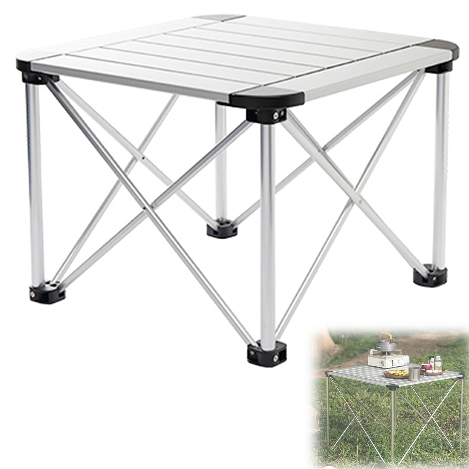 Tragbarer, faltbarer Campingtisch – leichtes Aluminium mit Tragetasche für Outdoor-Aktivitäten, Strand, Garten, Balkon, Partys – ideal für Picknicks und Heckklappe