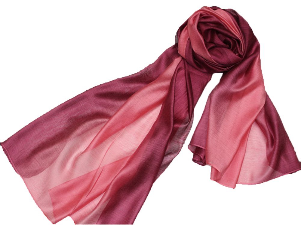 Qikegooods Women's Xueya Cotton Silk Scarves For Gradient Color Long Shawl Wrap Neck Scarves Soft Scarf Shawl Wrap Stole Scarf