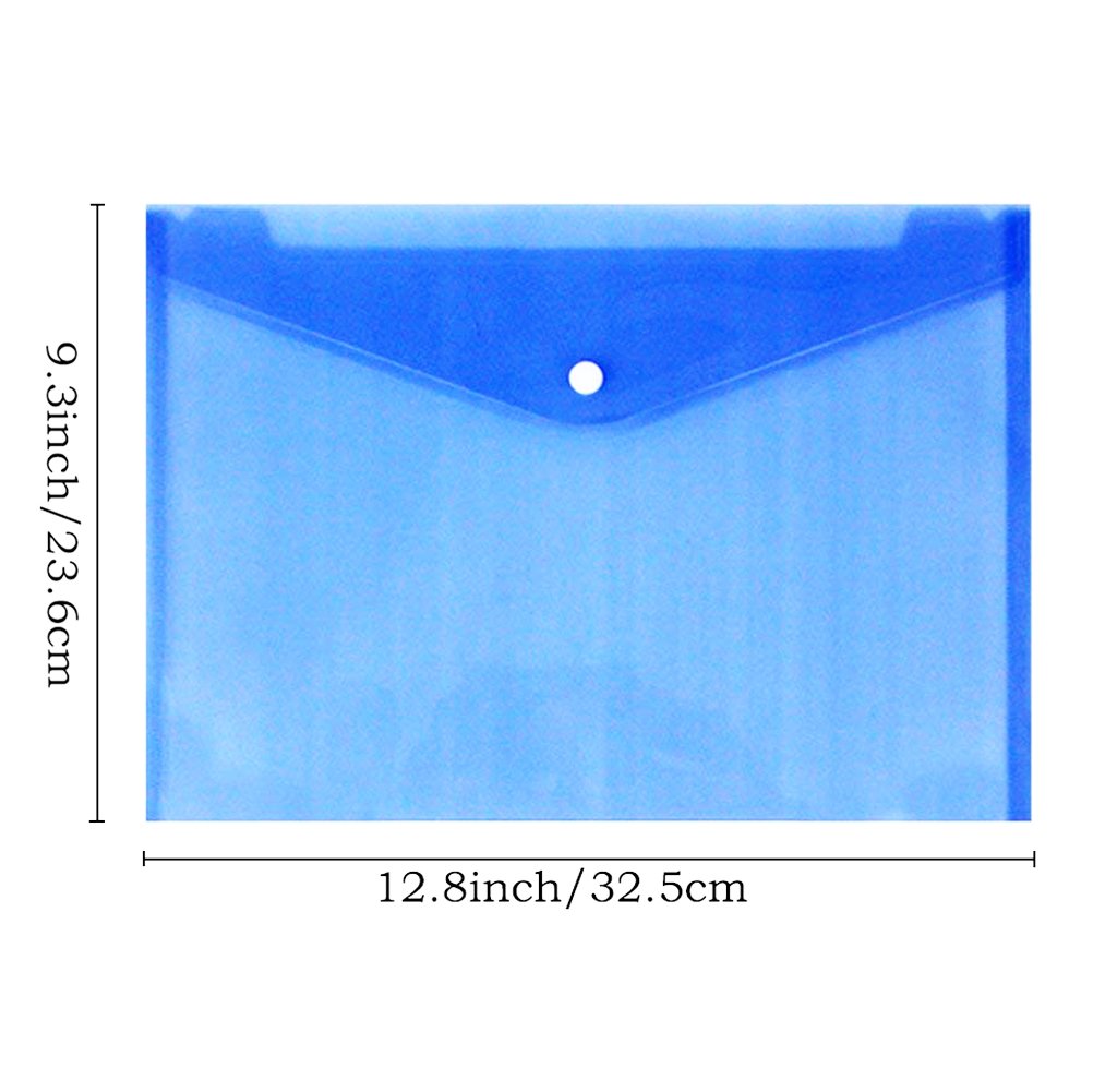 Carpeta de plástico transparente para documentos (tamaño A4, 12 unidades), color azul