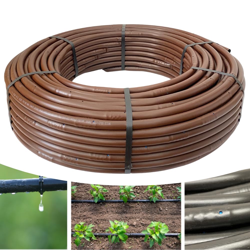 Ala Gocciolante ø 16 mm Passo 30 cm con Gocciolatore Doppio Foro, Rotolo da 100 mt, Tubo In Polietilene per Irrigazione a Goccia, Marrone - Orto Facile