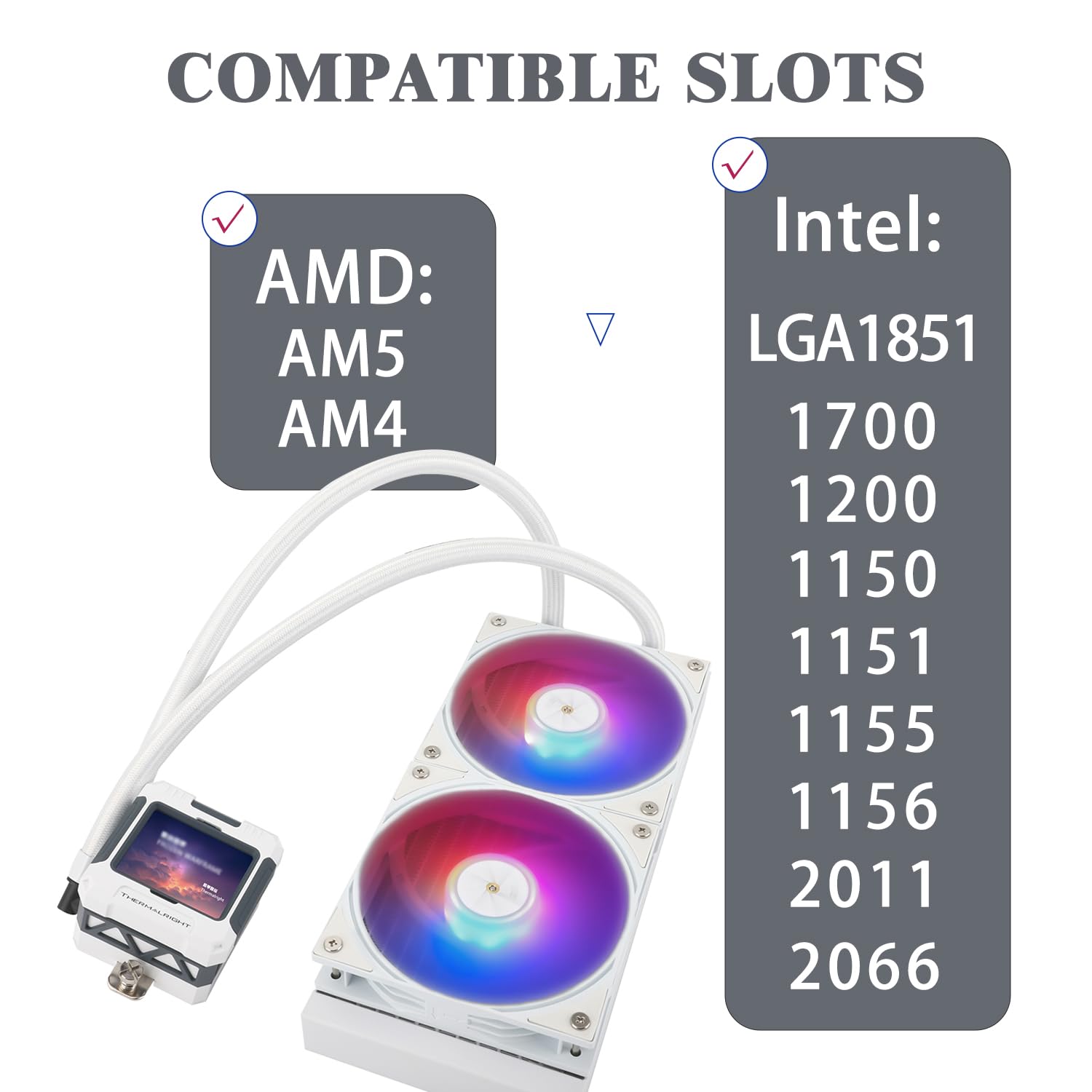 TR-Thermalright FW240 - Dispositivo di raffreddamento per CPU liquido ARGB, schermo LCD IPS da 2,4 pollici con risoluzione magnetica 320 x 240, tema schermo fai da te, per AM4/AM5, LGA1851/1700/115x