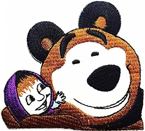 Masha and the Bear cartoon 2.5 x 2.8 inches Jacket T- shirt Patch Sew Iron on Embroidered Badge Sign Costum