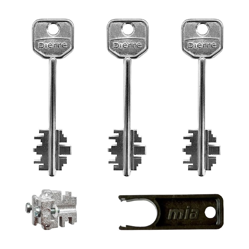 Blocchetto Universale MIA Per Porte Blindate Dierre | 3 Chiavi Diritte 92/116 mm | Ricambio Originale Sicurezza Garantita (3 Chiavi Corte 92mm)
