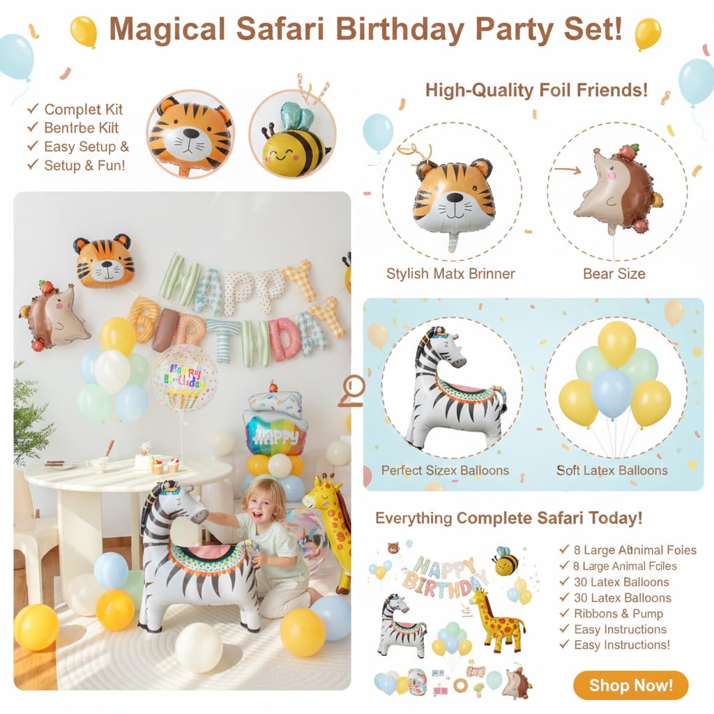 Juego de decoración de globos de animales para niños y niñas