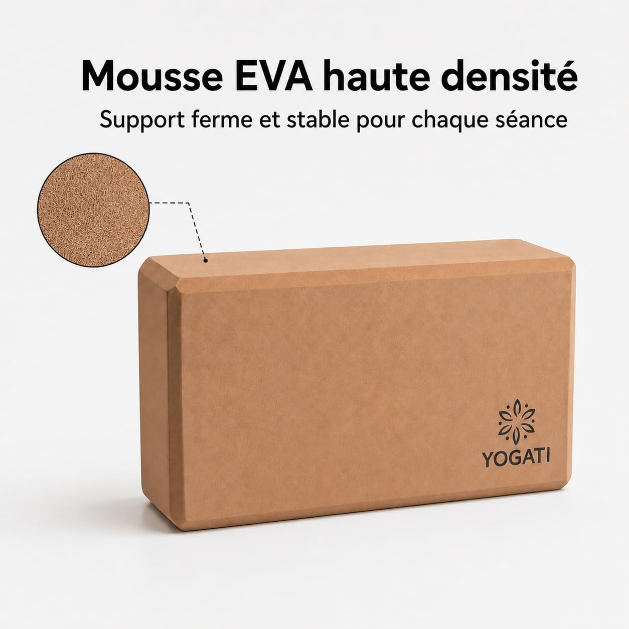 YOGATI® Blocs de Yoga en Mousse lot de 2 | Briques de yoga en Mousse EVA | Dimensions 22 X 12 X 7.5 Cm | Accessoire Yoga Antidérapant pour Pilates et Fitness | Yoga blocks set of 2