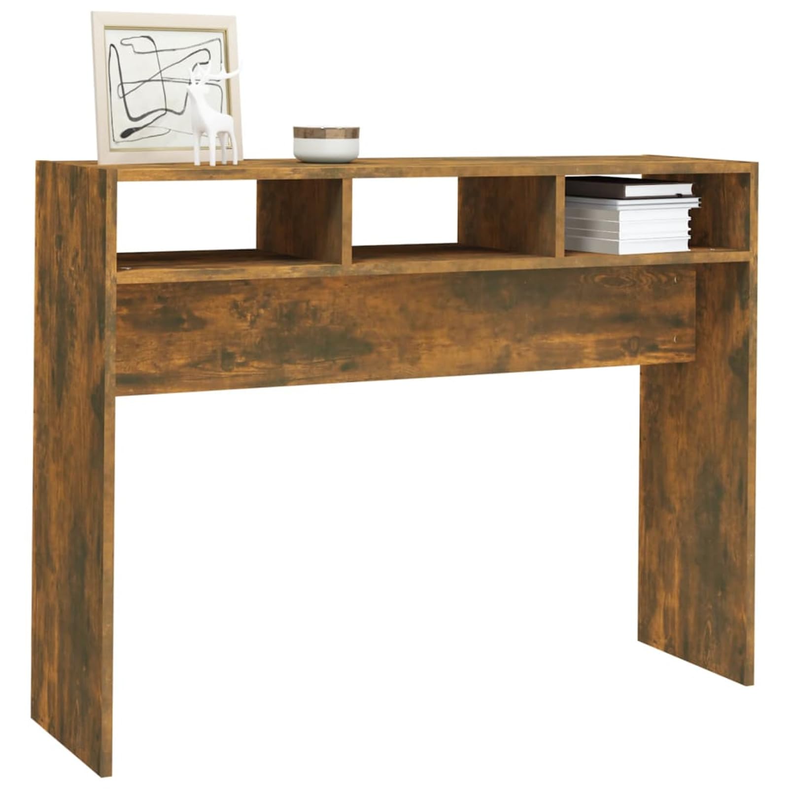 Anself Holzwerkstoff Konsole Räuchereiche 105x30x80cm mit Wandhalterung Model815939