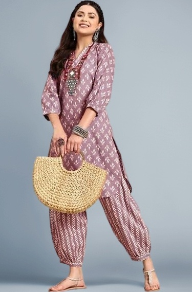 Women's Cotton Blend Printed Kurta Set