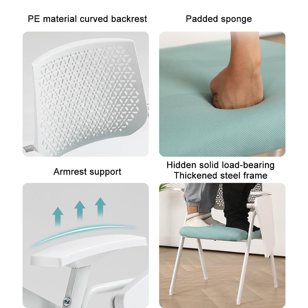 Krzesło Do Poczekalni Składane Krzesło Biurowe Ergonomiczne Krzesło Komputerowe Z Plastikowym Oparciem Krzesło Szkoleniowe Firmy Białe Nogi, Krzesło Dla Personelu Krzesło Konferencyjne(Red)