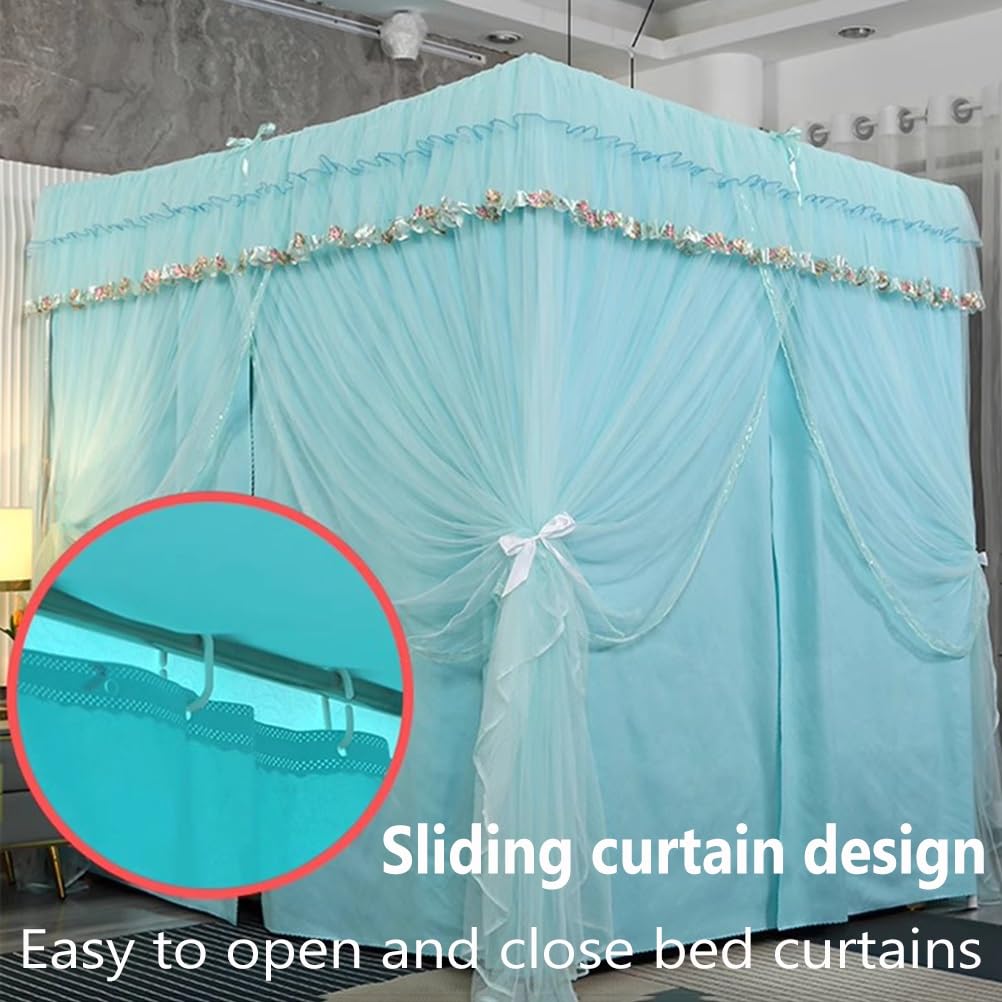 Doseles para Cama Mosquitera con Dosel para Cama Doble Azul, Juego para Cama Doble Queen King, decoración de Dormitorio para Primavera, Verano, Otoño e Invierno (Size : 150X200X195CM)